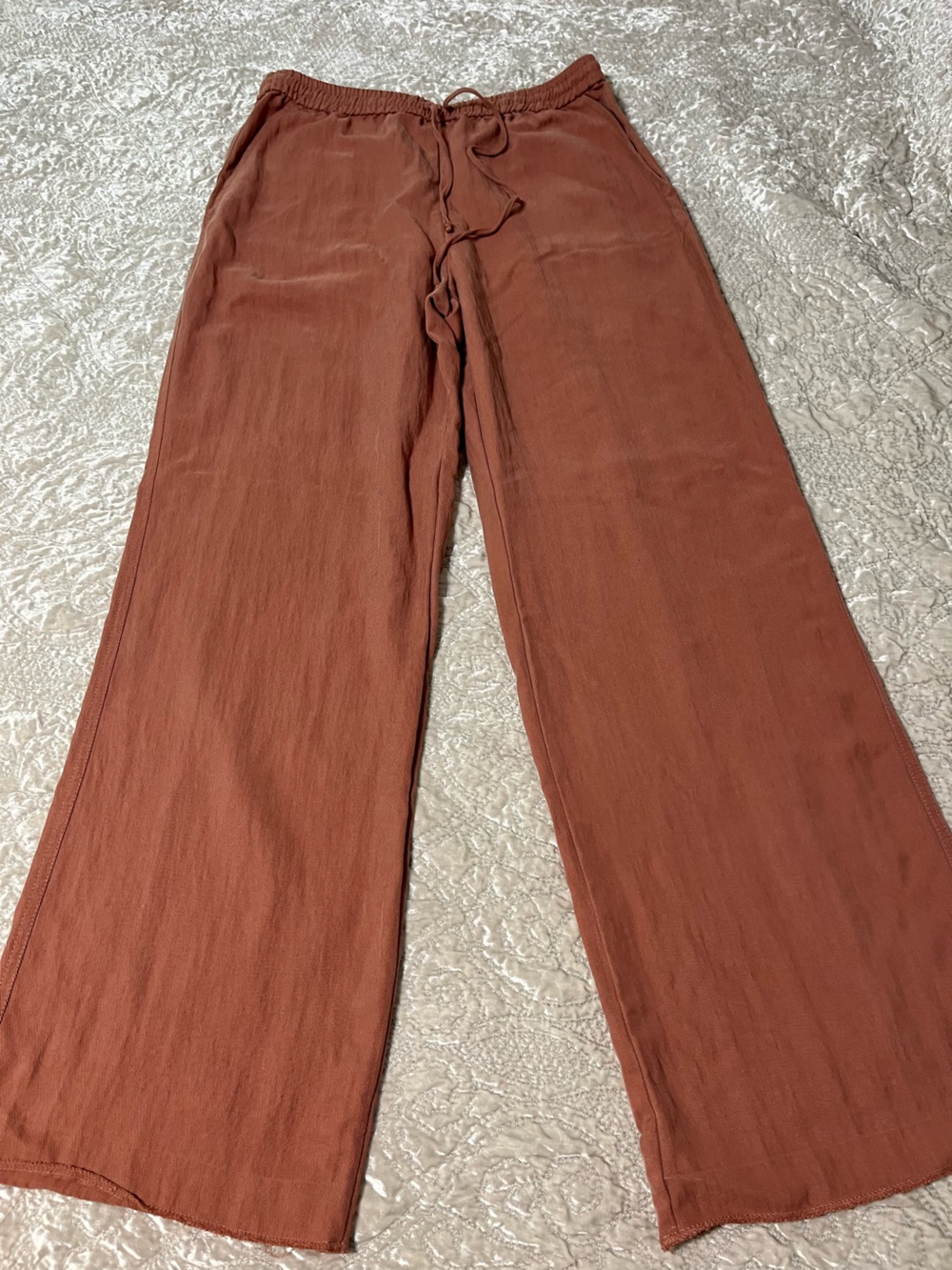 Zara Wide Leg Pants in Burnt Orange. Medium